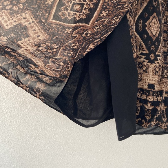 VINTAGE | Emanuel by Emanual Ungaro 100% Silk brown & black mosaic midi skirt - Picture 5 of 15